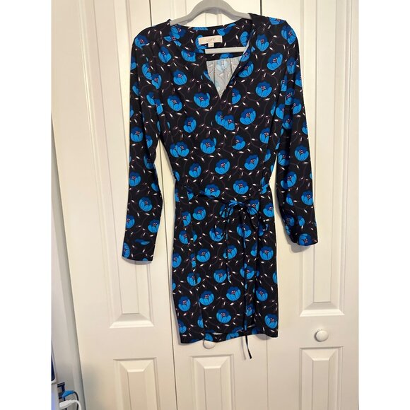 Loft Womens Floral Print Long‎ Sleeve Dress With Belt M - Picture 4 of 5
